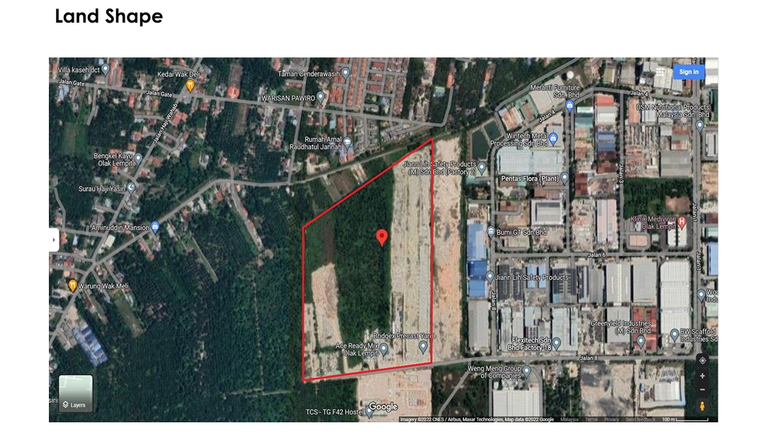 Factory Industrial Land For Sale in Olak Lempit, Banting – 58 Acres